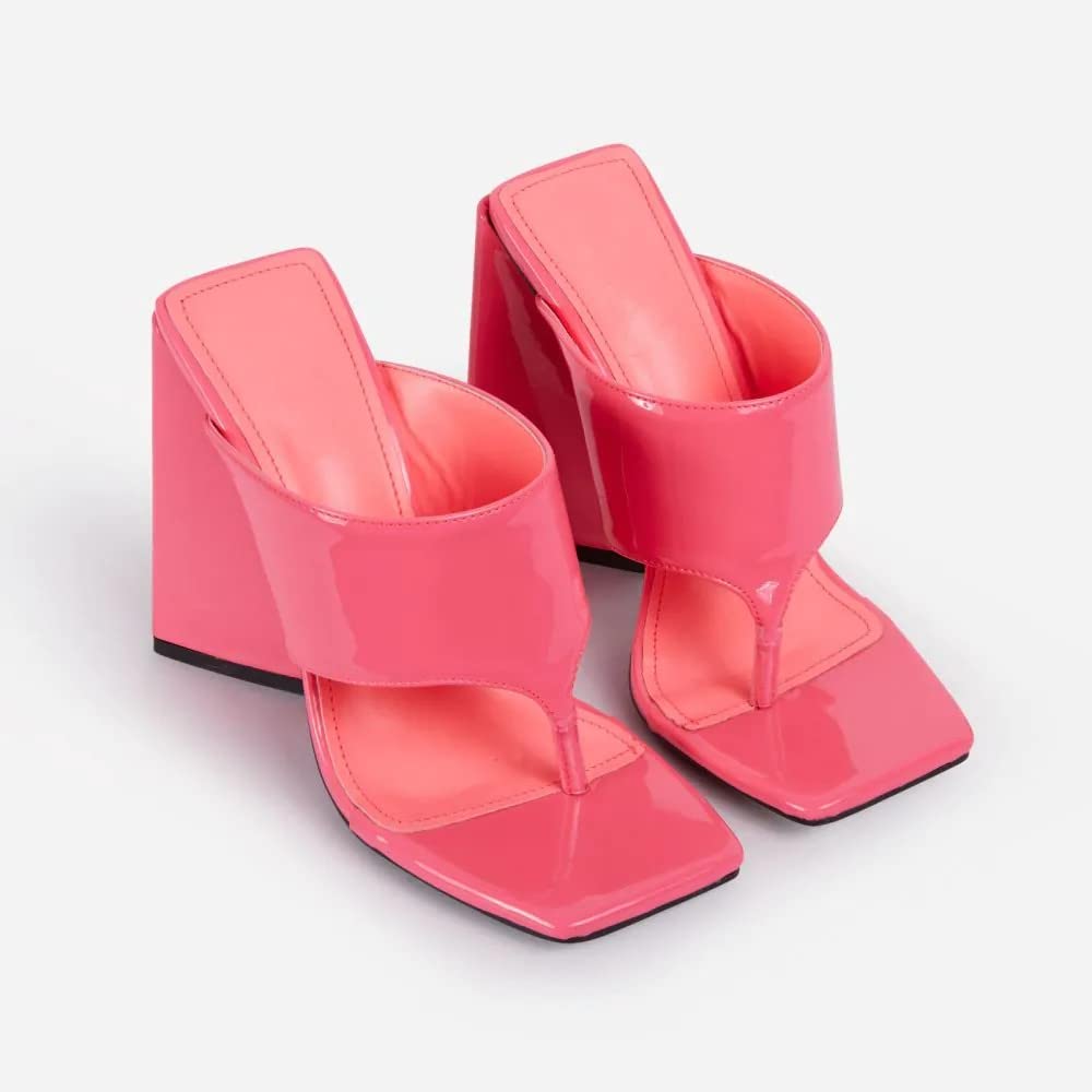 LEMONADE Womens Chunky High Heel Slip on Sandals Pink