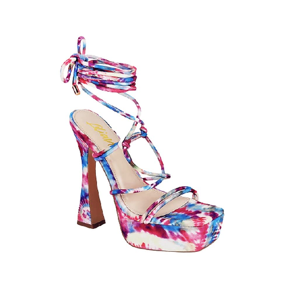 Liliana Women's Criss Cross Strap Lace Up Platform Chunky High Heel Sandals Multiple 10
