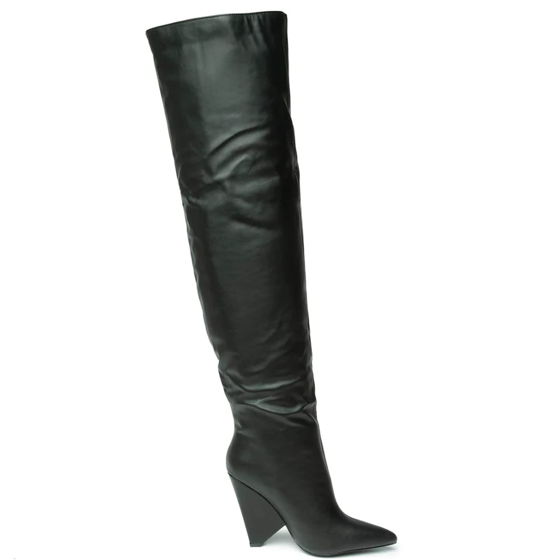 Liliana Women Wedge High Heel Over Knee Boots Nano-2 Black 7
