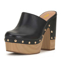 Black FSJ Women Closed Round Toe Mules