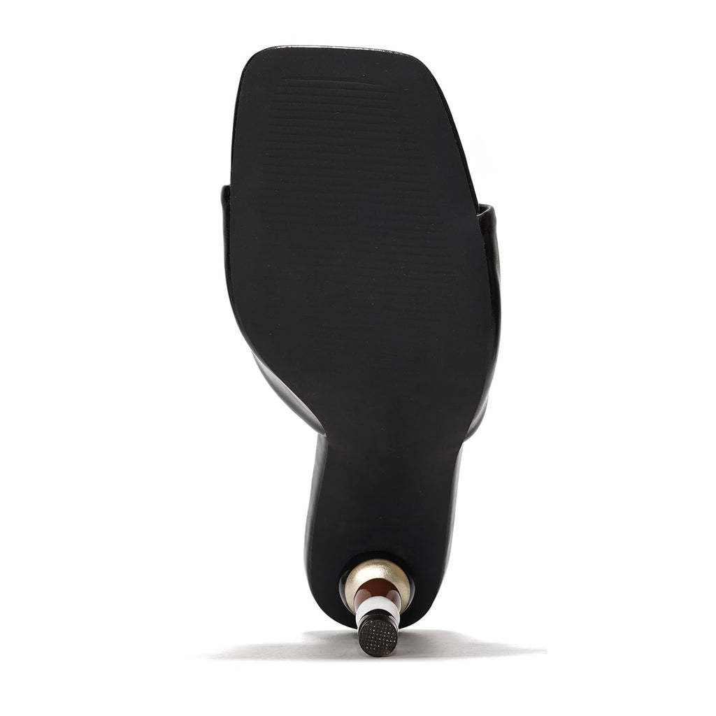 Cape Robbin Women's High Heels - Dressy Heeled Sandals for Women - Slip On Mules with Square Toe (Hermione) Black