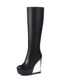 Black TinaCus Women's Handmade Genuine Leather Calf Boot