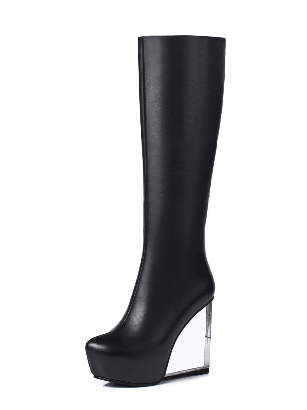 Black TinaCus Women's Handmade Genuine Leather Calf Boot