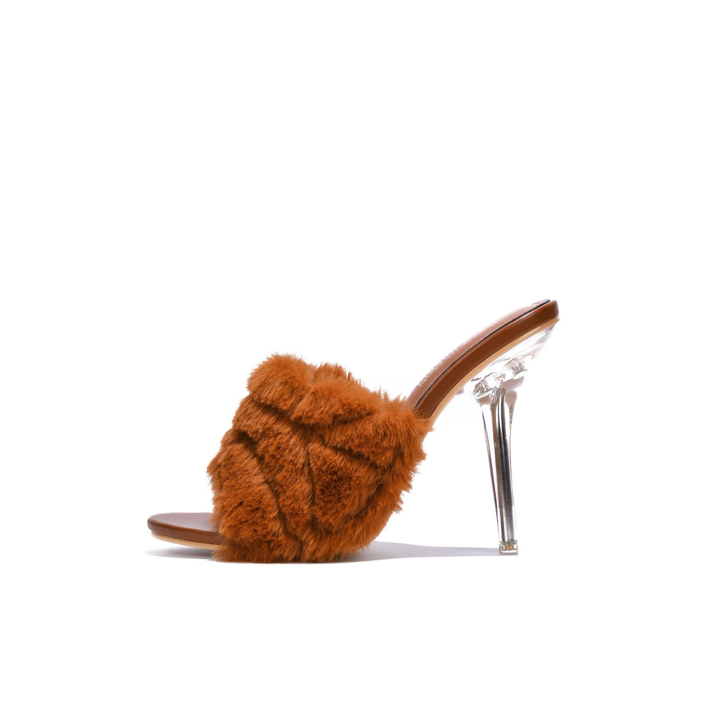 Cape Robbin Obrey Women Faux Fur Open Toe Stiletto Mule Heel Sandal (Tan, numeric_7)