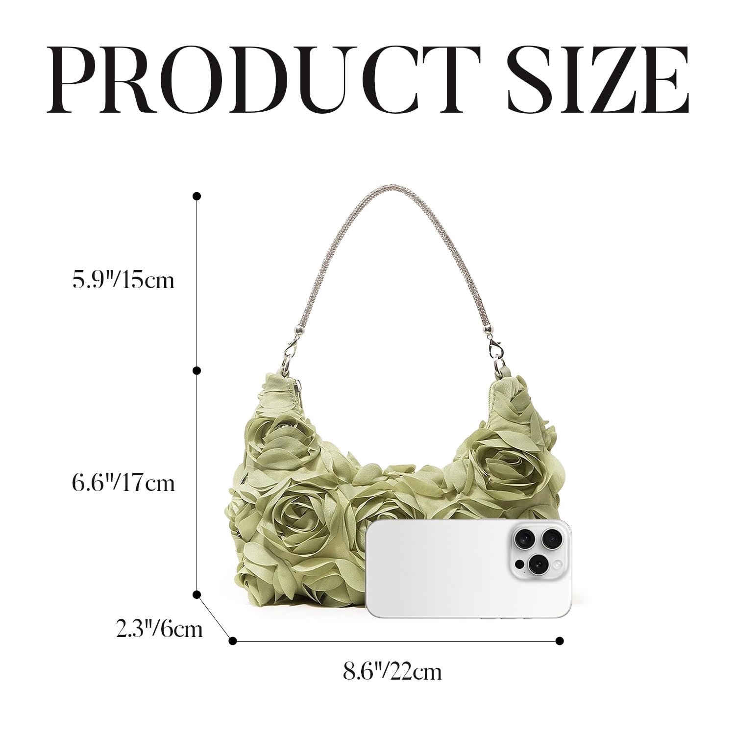 Nefokfdus Women's 3D Flower Clutch Purse, Satin Floral Evening Handbag with Chain for Wedding, Party, Prom