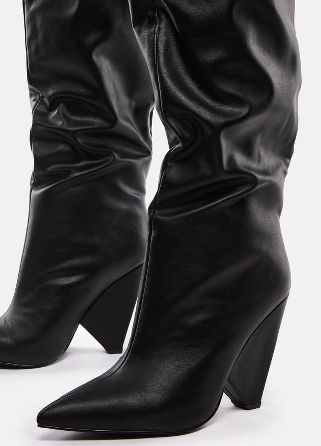 Liliana Women Wedge High Heel Over Knee Boots Nano-2 Black 7