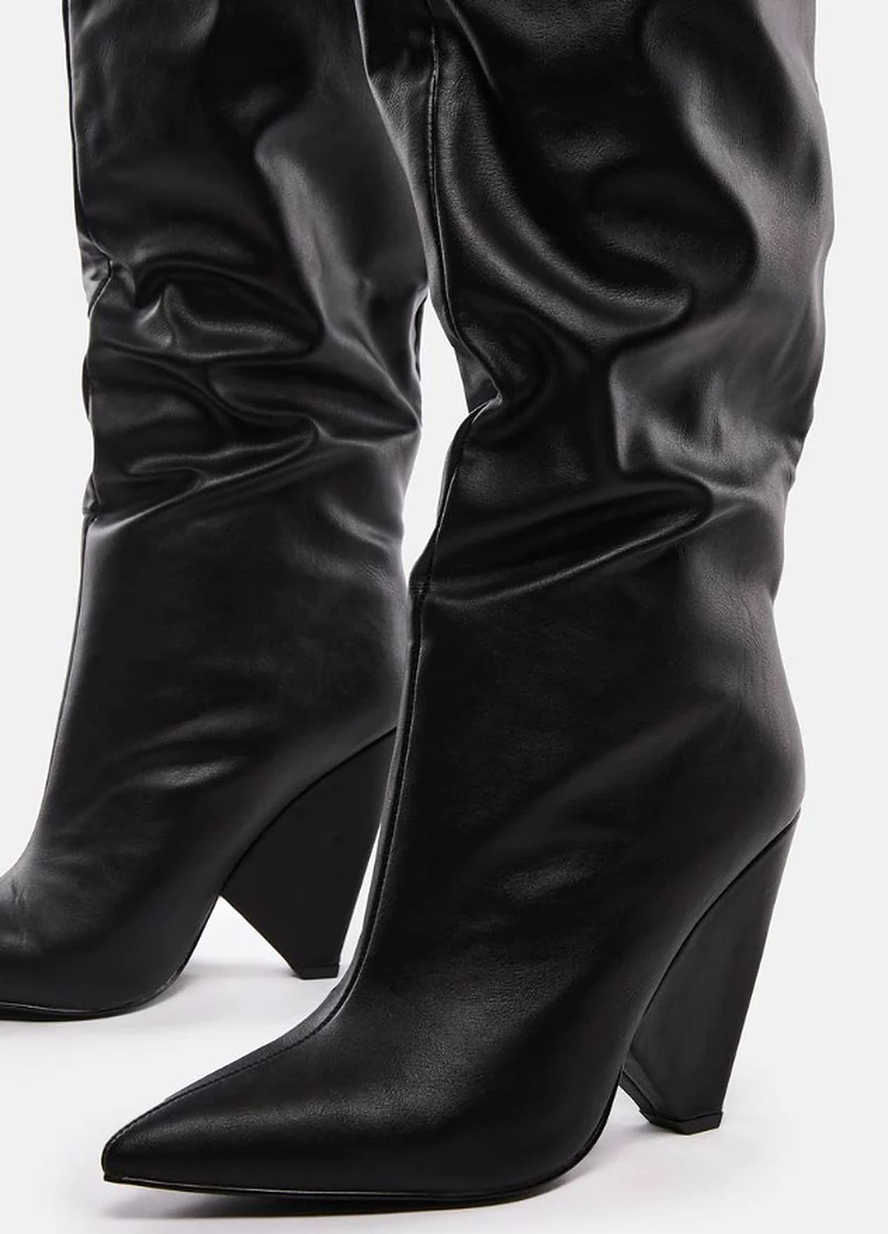 Liliana Women Wedge High Heel Over Knee Boots Nano-2 Black 7
