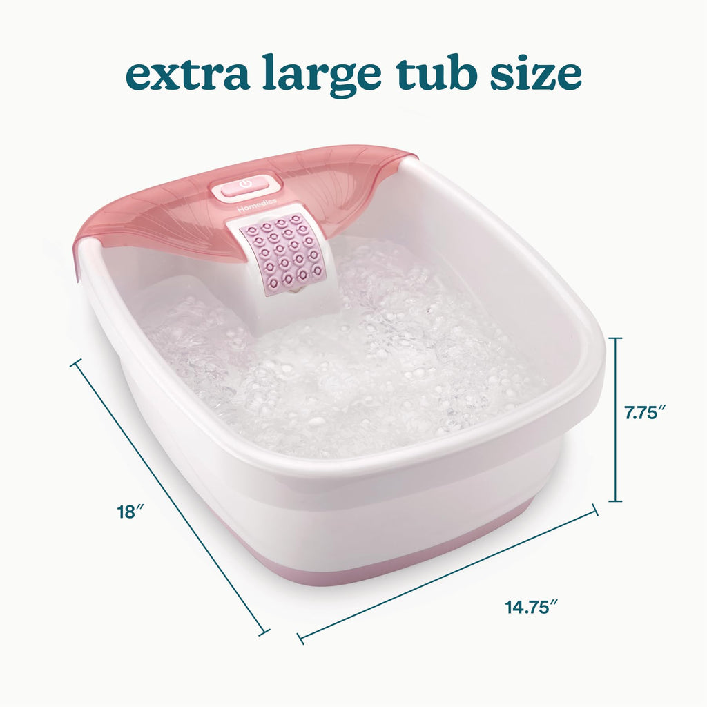 Homedics Bubble Bliss® Deluxe Footbath Gift Set – Heated Foot Spa with Invigorating Bubbles, 3 Massage Attachments, Pumice Stone, Moisturizing Heel Socks & Splash Guard for Ultimate Relaxation