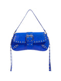 MakeMeChic Women's Shoulder Bags Y2K PU Leather Clutch Small Purse Bags Royal Blue One Size