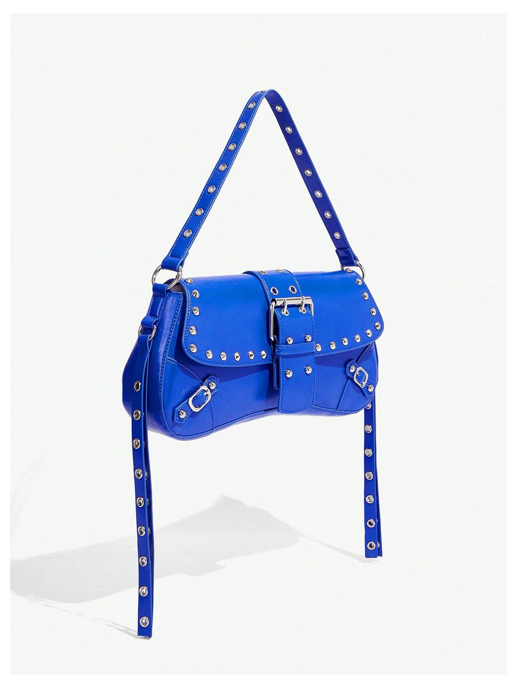 MakeMeChic Women's Shoulder Bags Y2K PU Leather Clutch Small Purse Bags Royal Blue One Size