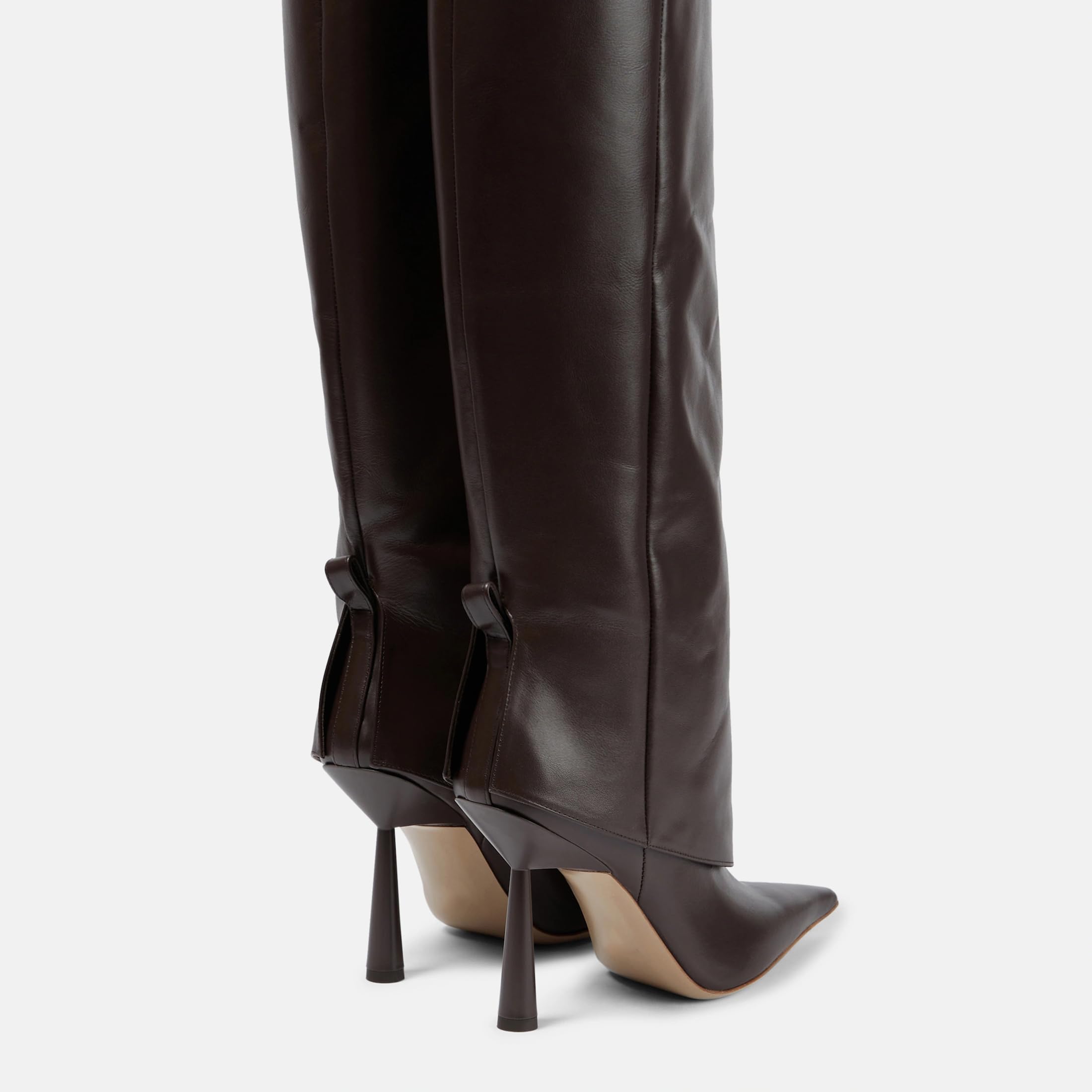 Vertundy Women's Fold Over Boots - Pointed Toe Stiletto Heel Slip On Knee High Boot Fashion Sexy Dress Boot Size 8