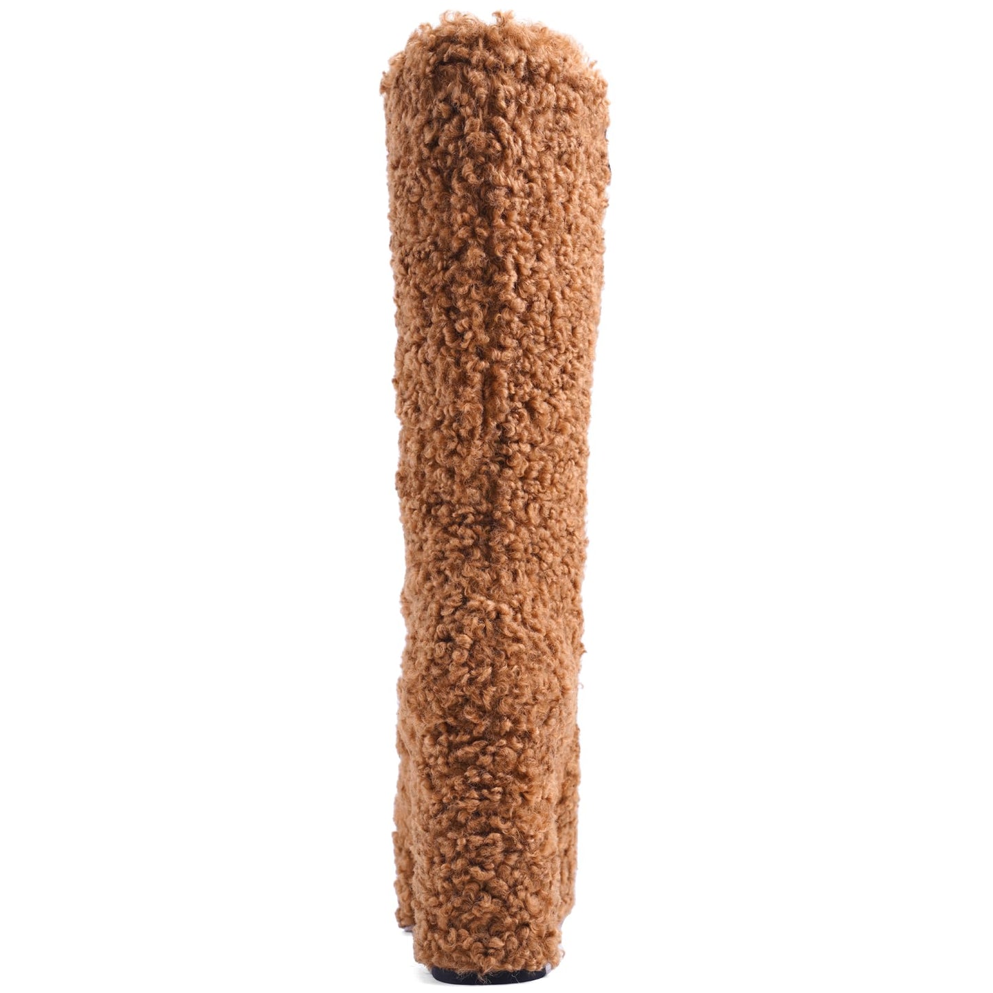 JilTrdWei Mid Calf Fluffy Furry Boots Warm Platform Chunky High Heel Pull On Boots Fashion Winter shoes-brown-6