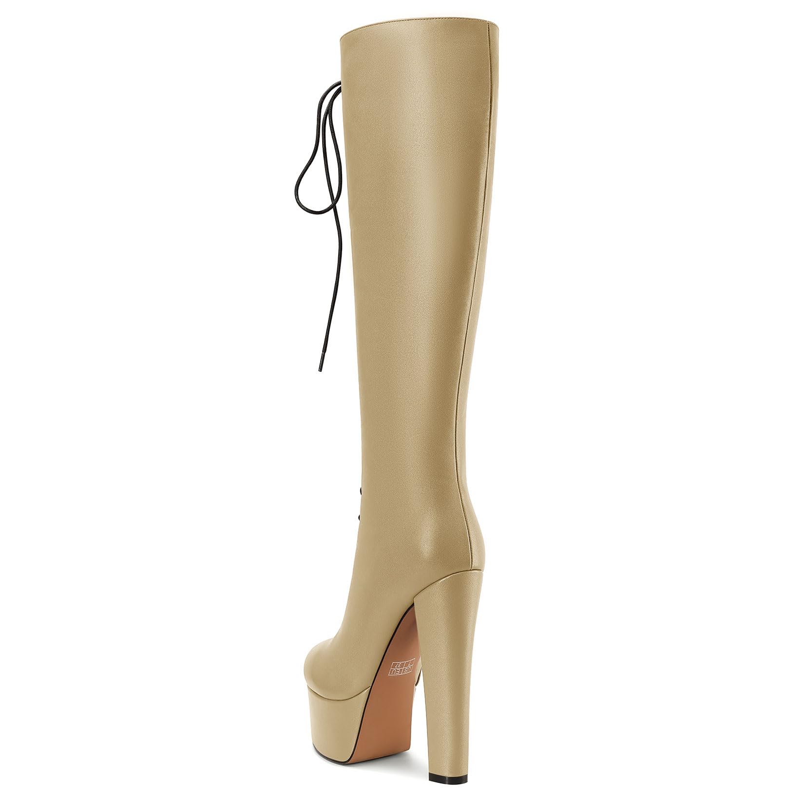 Beige Castamere Womens Chunky Block High Platform Calf boot