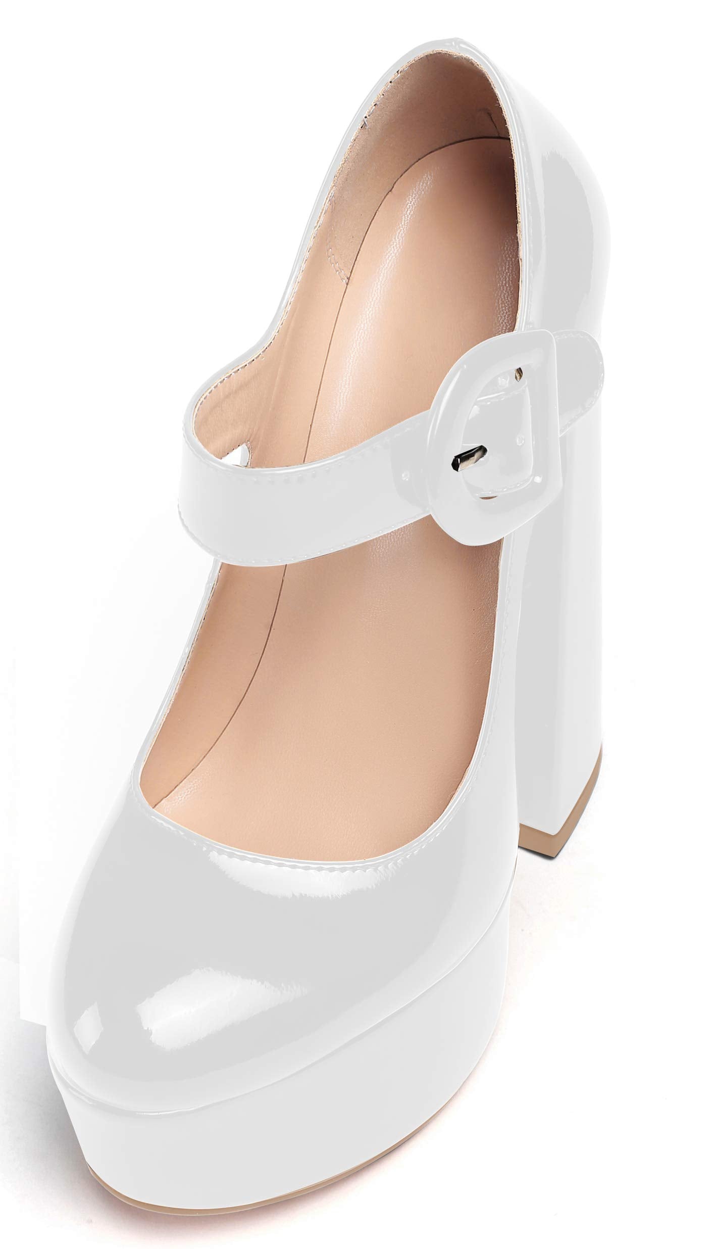 White Eldof Women's Platform Mary Jane Pumps
