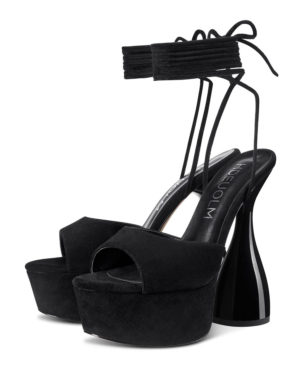 Black HDEUOLM Women High Heels Platform Heels