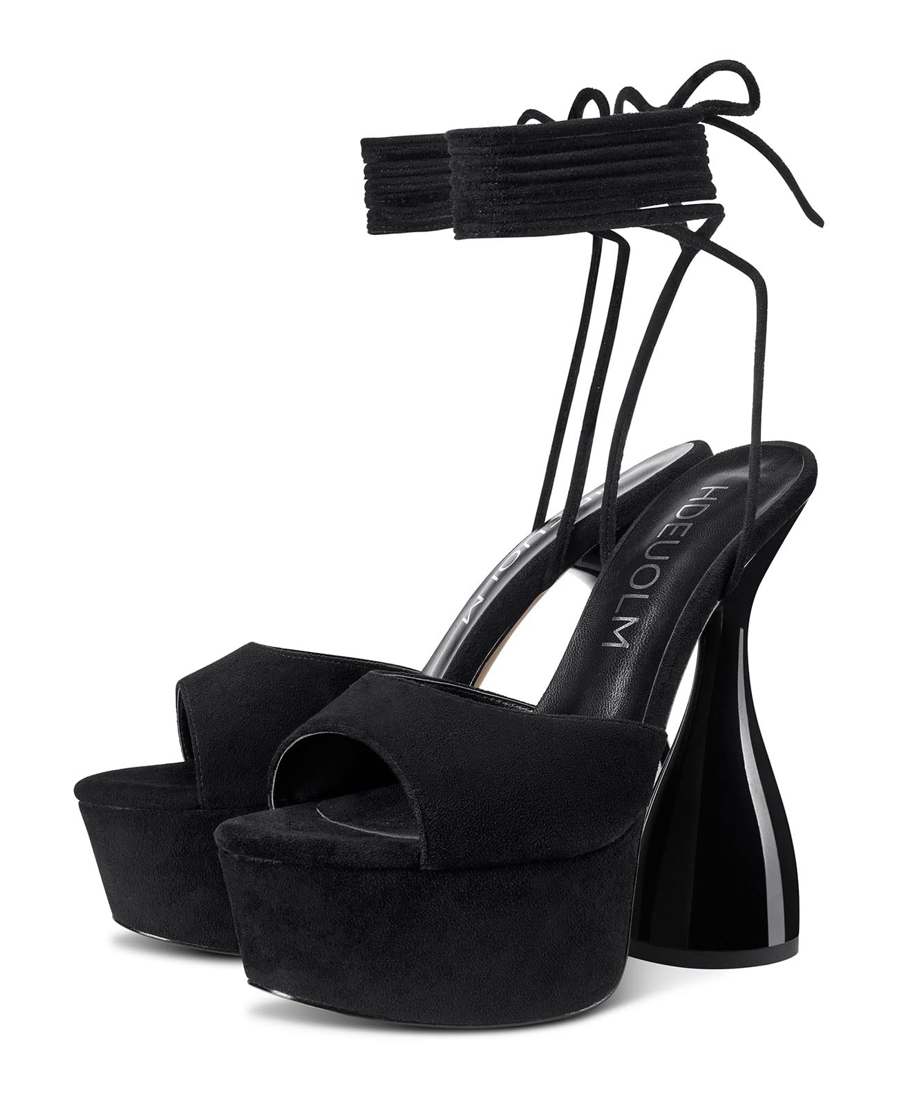 Black HDEUOLM Women High Heels Platform Heels