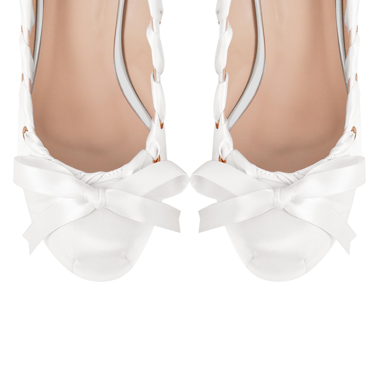 onlymakerheels Platform Heels Chunky Bow Ribbon Pumps White