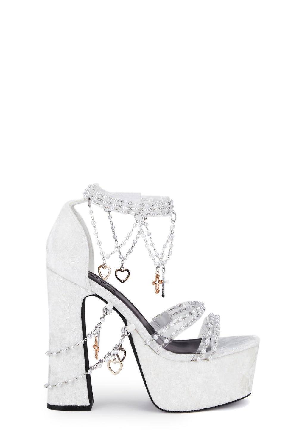White Velvet Revelation Platform Heels