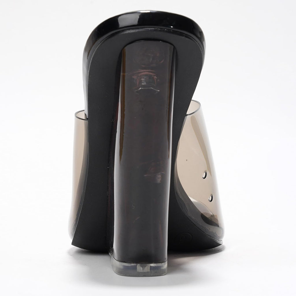 Cape Robbin Slip On Clear Wedge Heels for Women - Square Toe Comfortable Lightweight Dressy Shoes, Summer Casual Outfits (MALA) Black