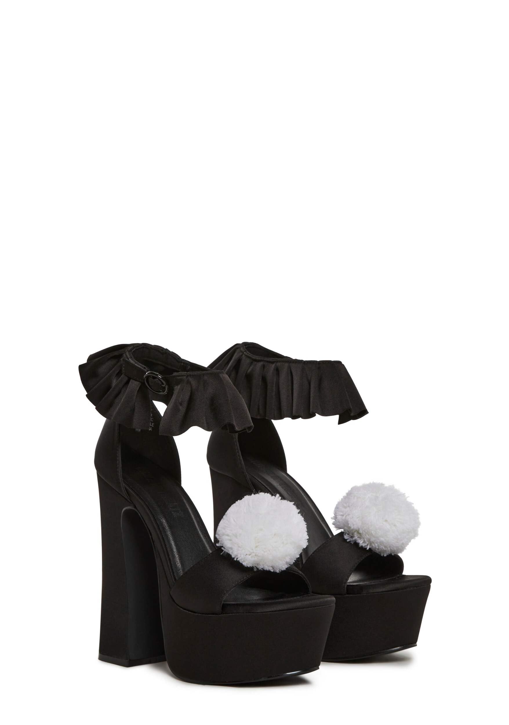 Dolls Kill Revelation Clown Heel by Trickz N’ Treatz – Women’s Vegan Leather Platform Heels with Pom Poms, 10