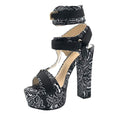 Mata Shoes Women's Open Toe Strappy Chunky Platform High Heel Sandals Black Bandana