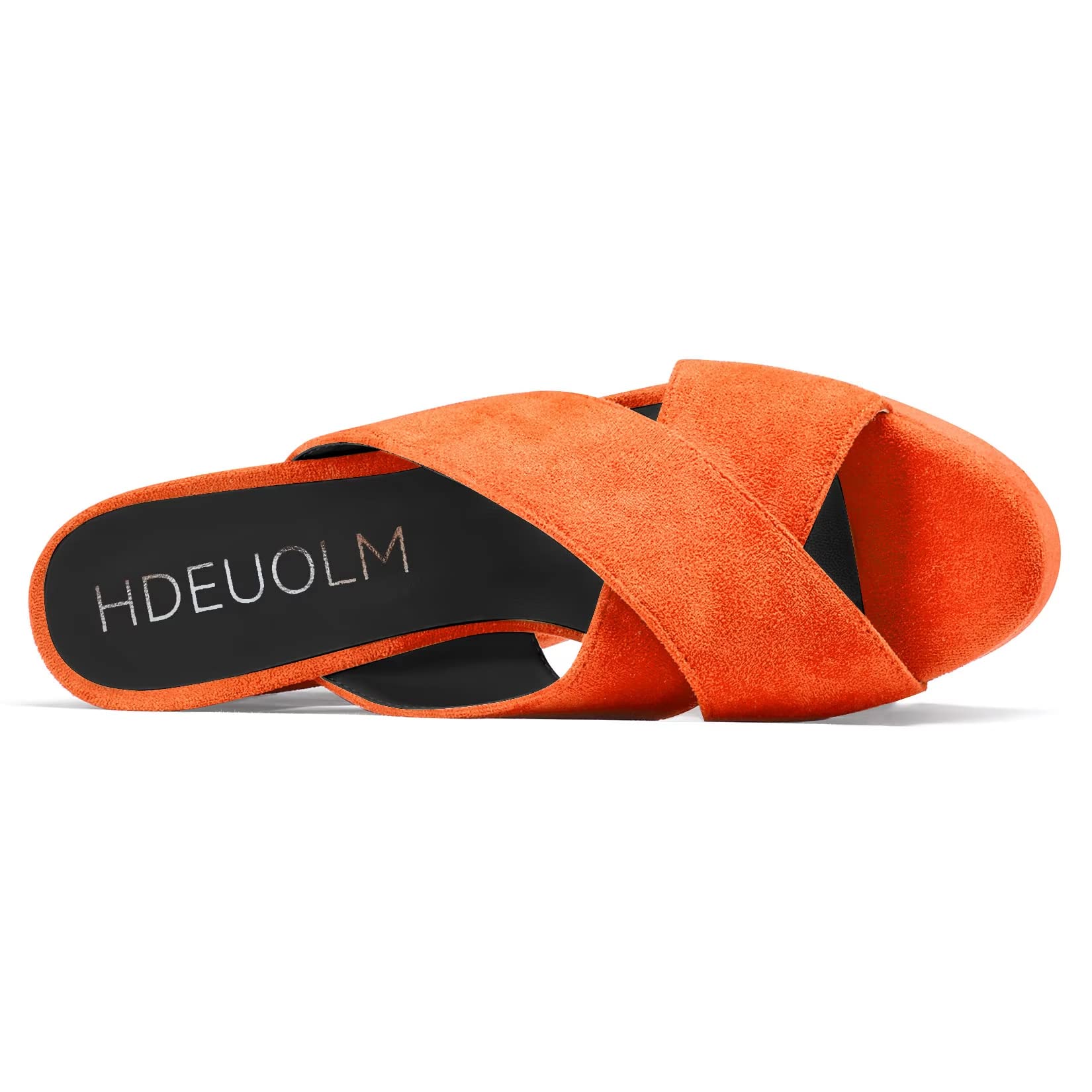 Orange HDEUOLM Women Chunky Block High Heel