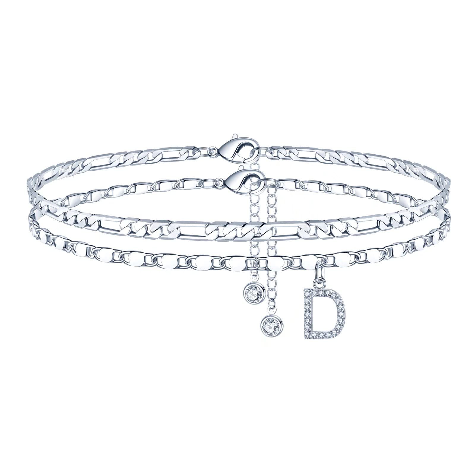 Silver Custom Initial Anklet