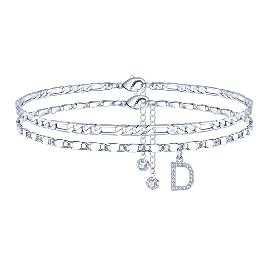 Silver Custom Initial Anklet