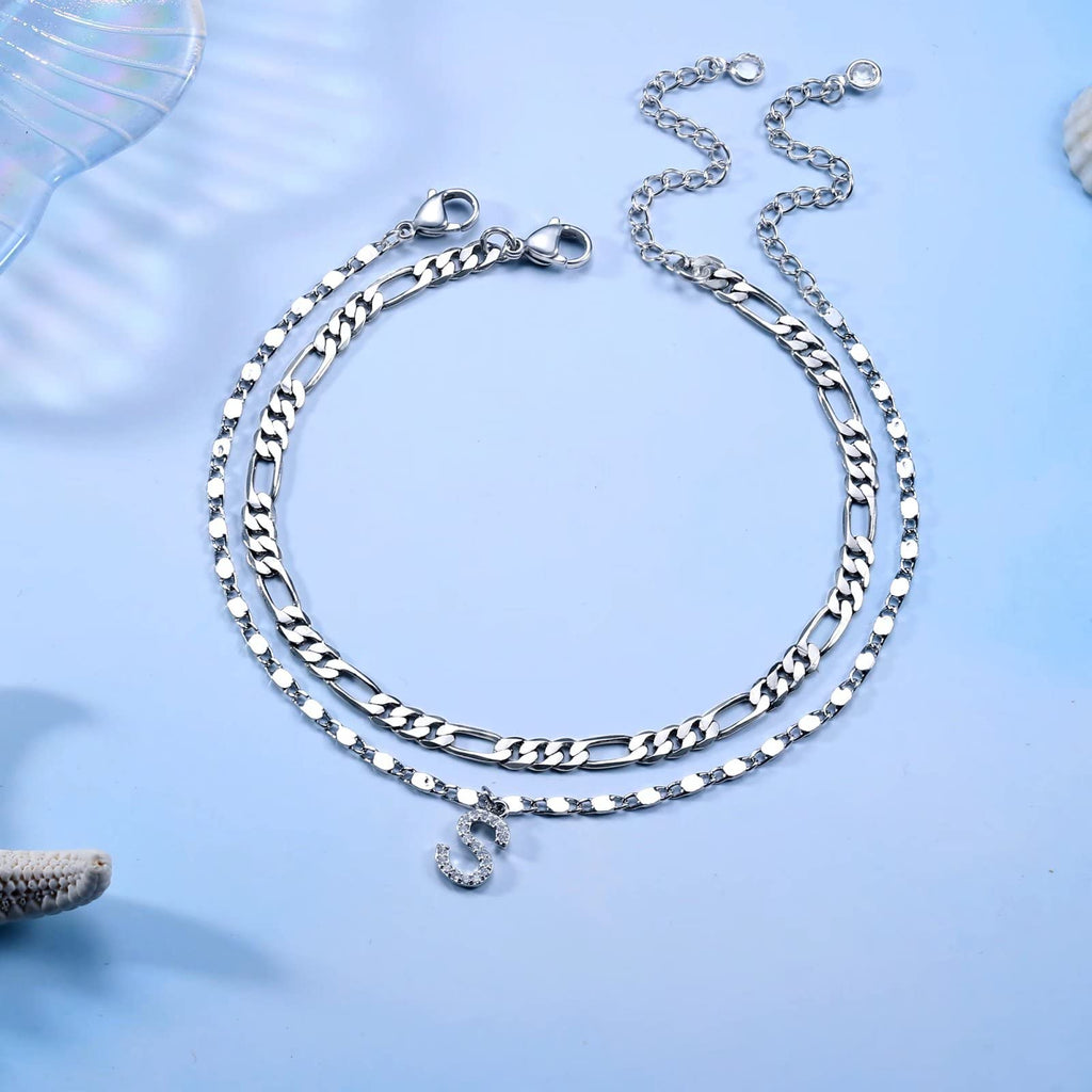 Silver Custom Initial Anklet