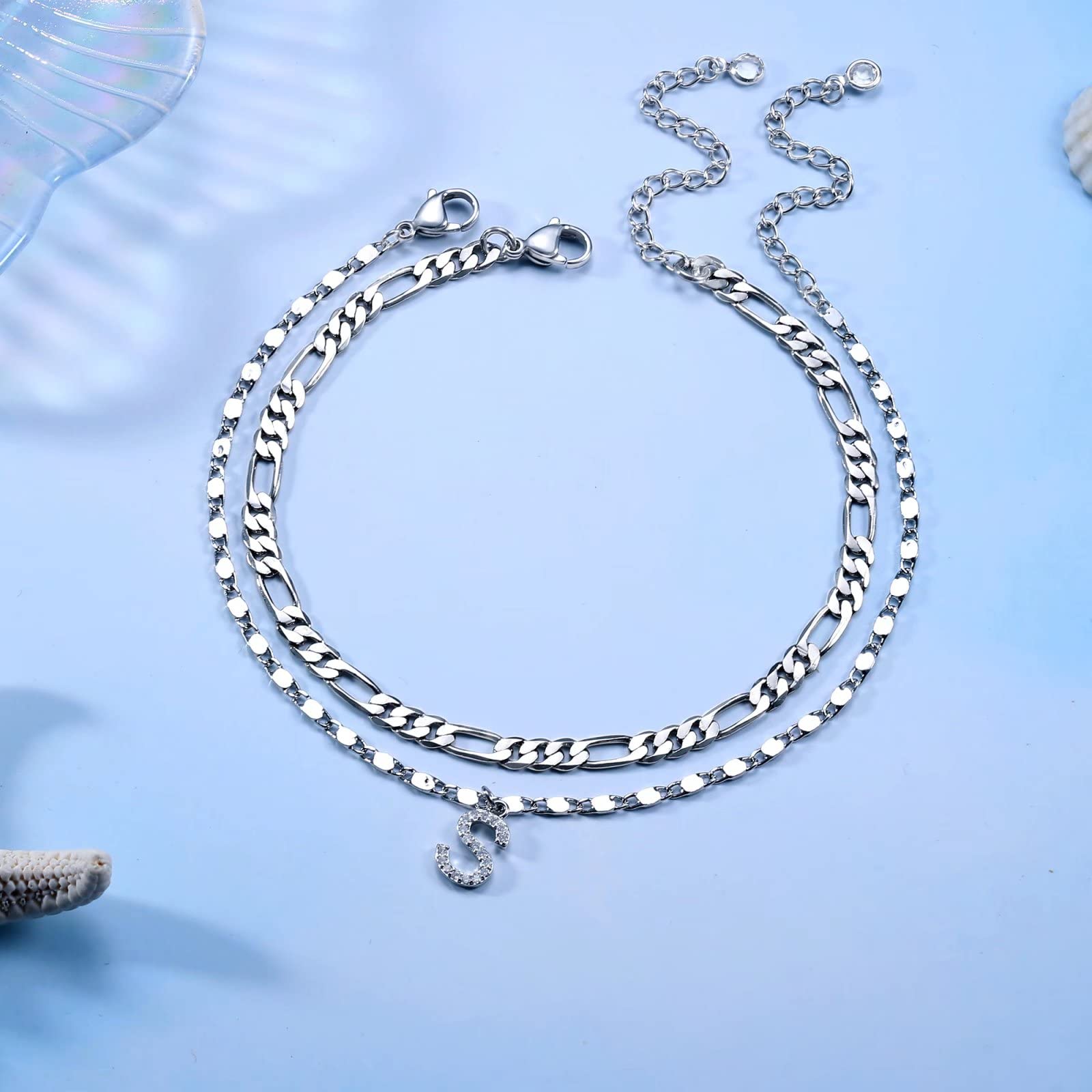 Silver Custom Initial Anklet