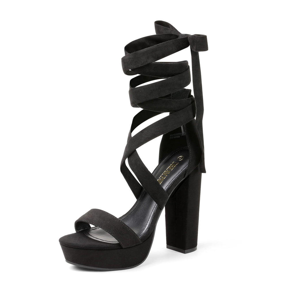 DREAM PAIRS High Chunky Block Platform Heels for Womens Strappy Gladiator Sexy Open Toe Dressy Sandal SDHS2205W Black