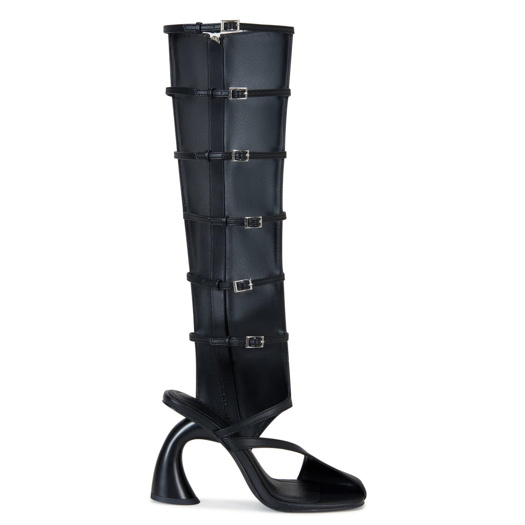 YXAXUG Women Strange Style Square Toe Over The Knee Boots Ladies Buckles Straps Side zipper Tall Boots