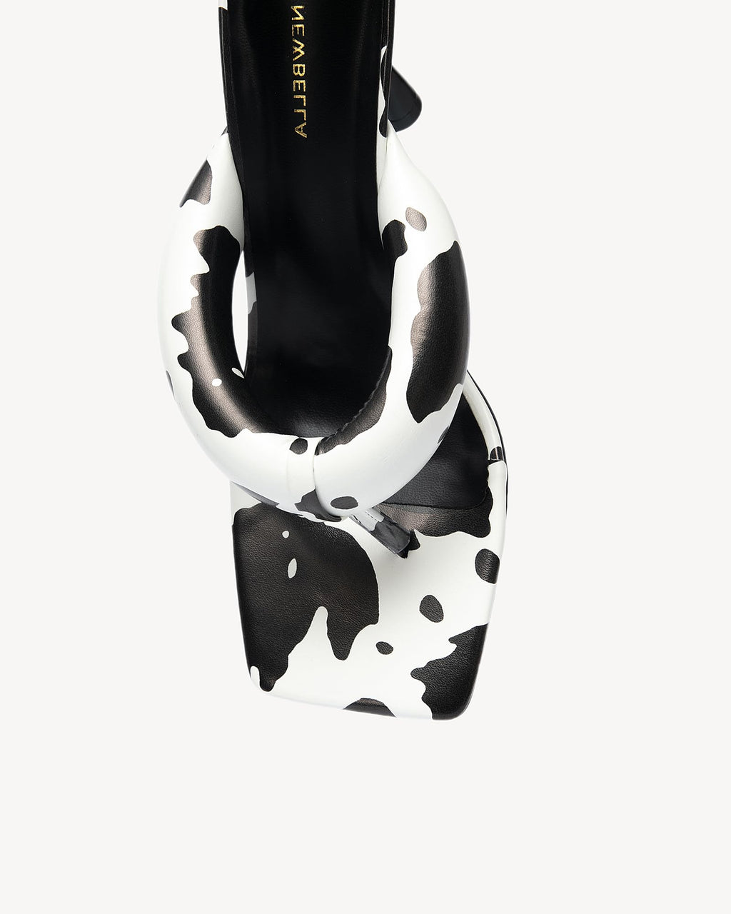 NEWBELLA Women's Square Toe Heeled Sandals Thong Strap Stiletto Heel Slip On Dress Shoes Fashion Summer Heels for Party Date Night Casual Wear