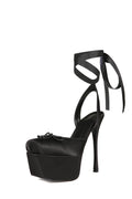 Saint Leia Women's Ballet Platform High Heels Square Closed Toe Bow Heels Lace Up Summer Elegant Sandal
