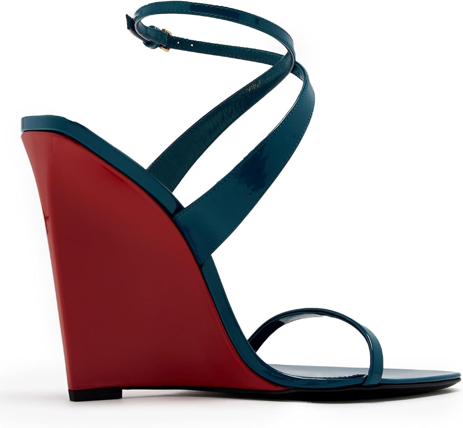 CAGLGLZ Wedge Sandals for Women Strappy Wedge Heels Pointed Open Toe Heeled Sandals Buckle Ankle Strap Pumps Sexy Wedding Dress Shoes(red,9)