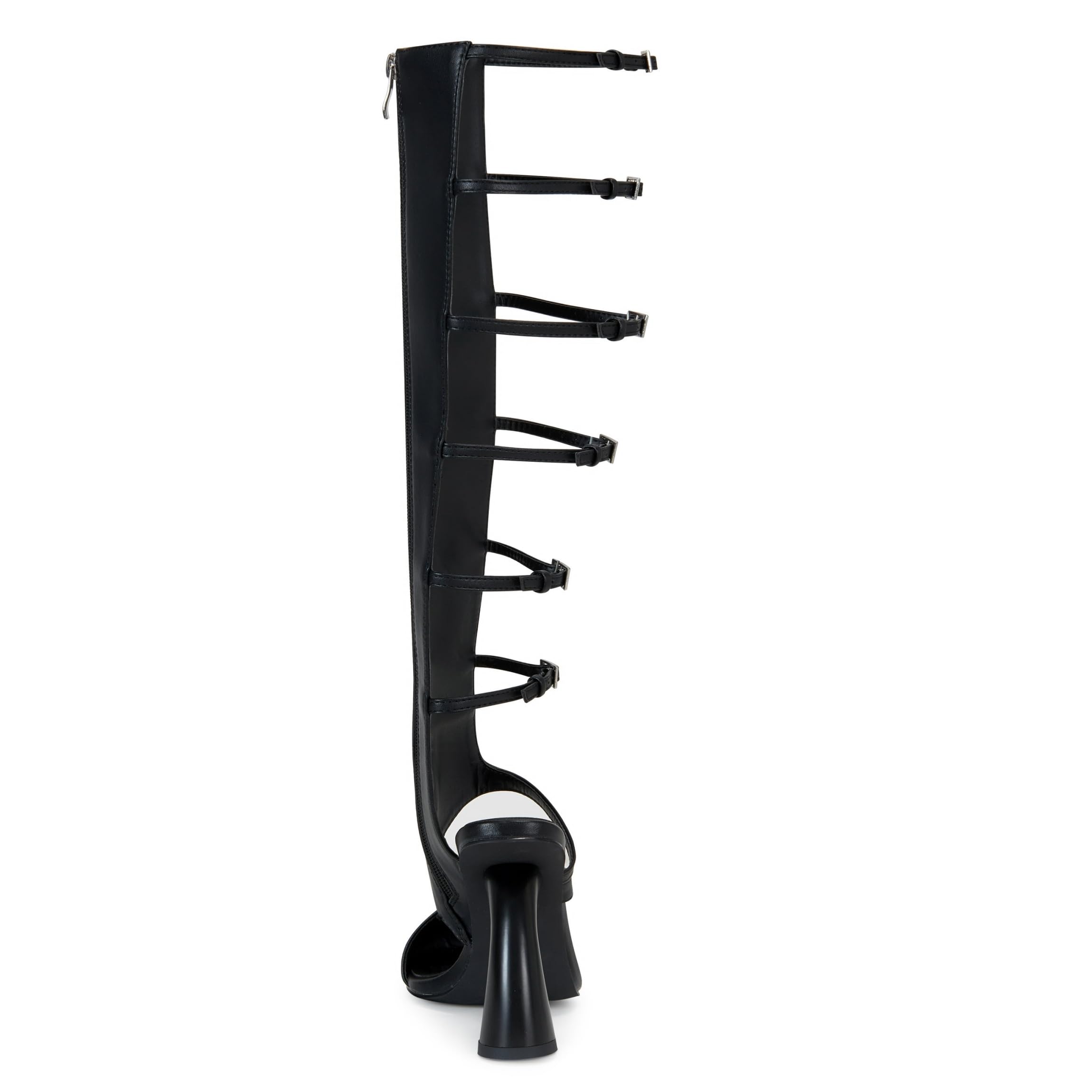 YXAXUG Women Strange Style Square Toe Over The Knee Boots Ladies Buckles Straps Side zipper Tall Boots