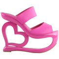 SHOW STORY Retro Pink Strappy Peep Toe Heart Shape High Heel Platform Party Sandals,LF40220HP35,4US,Pink