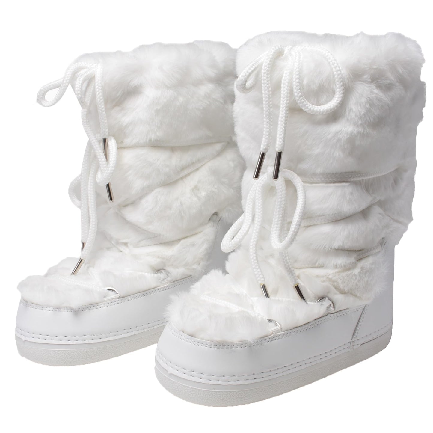 ZHENAIYISHENG Faux Fur Boots for Women - Fuzzy Fluffy Furry Water Resistant Snow Boots for Women - Anti-Slip with Cotton Sponge Lined and TPR Rubber Sole Black White Fur Boots