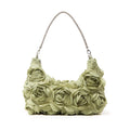 Nefokfdus Women's 3D Flower Clutch Purse, Satin Floral Evening Handbag with Chain for Wedding, Party, Prom