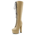 Beige Castamere Womens Chunky Block High Platform Calf boot