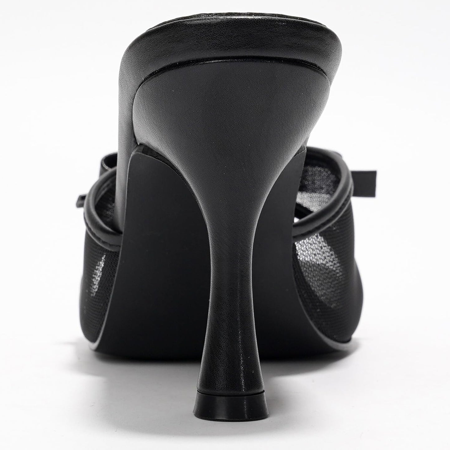 Cape Robbin Women's Slip On Square Toe Mid Heels with Bow Detail and Breathable Mesh Upper - Comfortable Low Heel Sandals for Women Dressy (Manon) Black