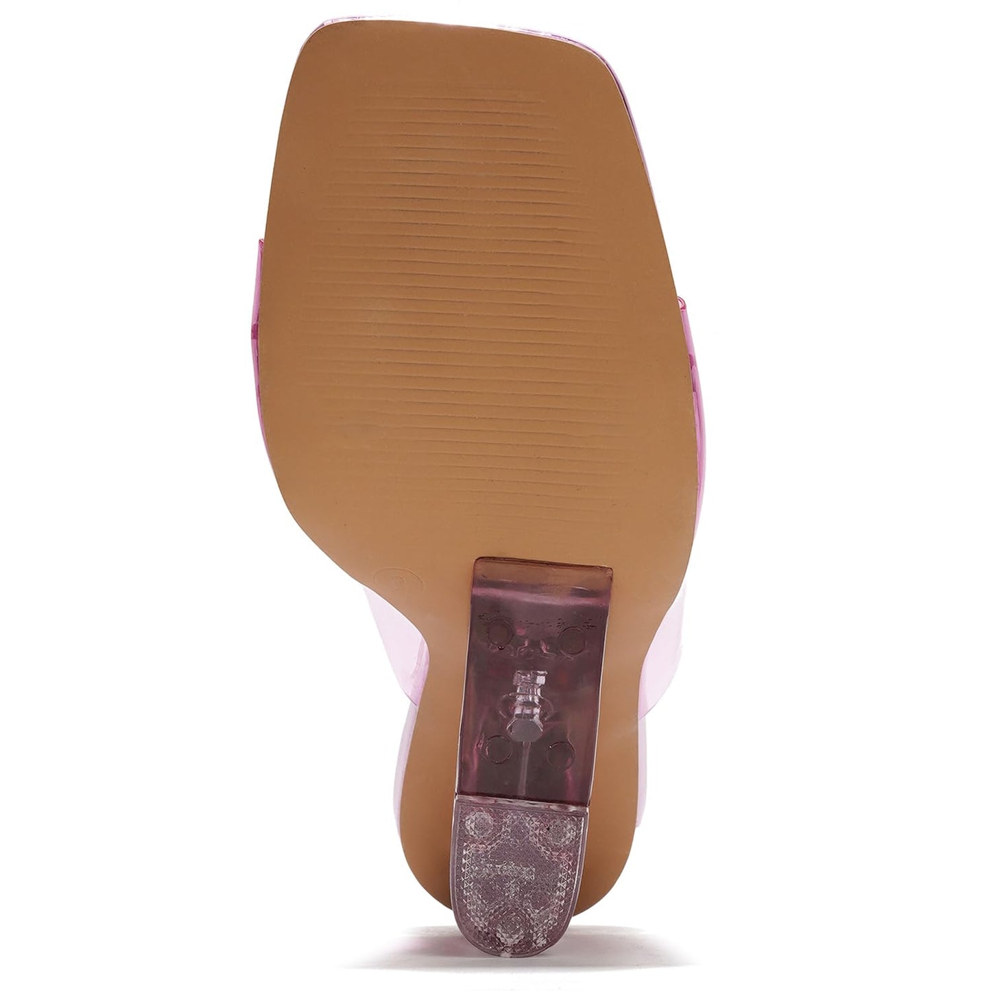 Cape Robbin Slip On Clear Wedge Heels for Women - Square Toe Comfortable Lightweight Dressy Shoes, Summer Casual Outfits (MALA) Pink