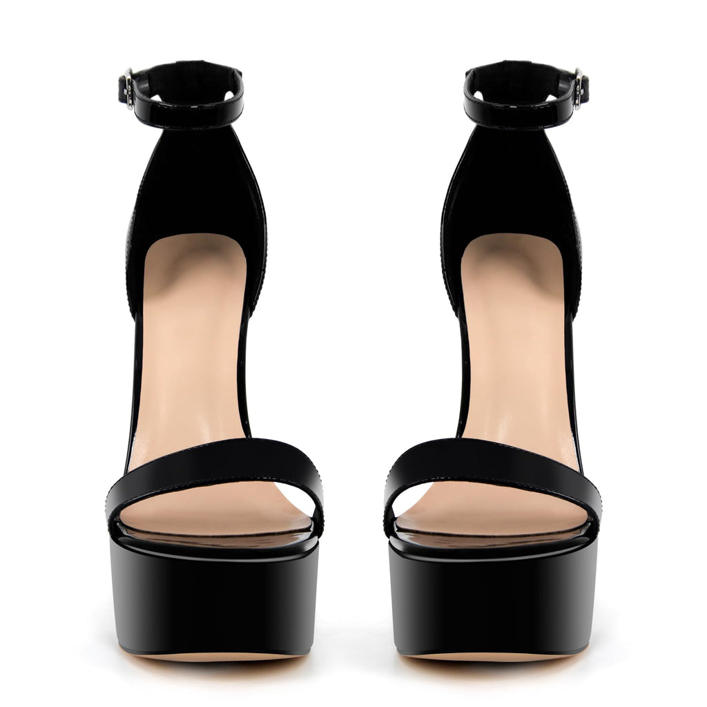 VERISSON Women's Studded Rivets Platform Heels Stiletto High Heel Ankle Strap Heeled Sandals for Women Party Dress Prom Shoes Black