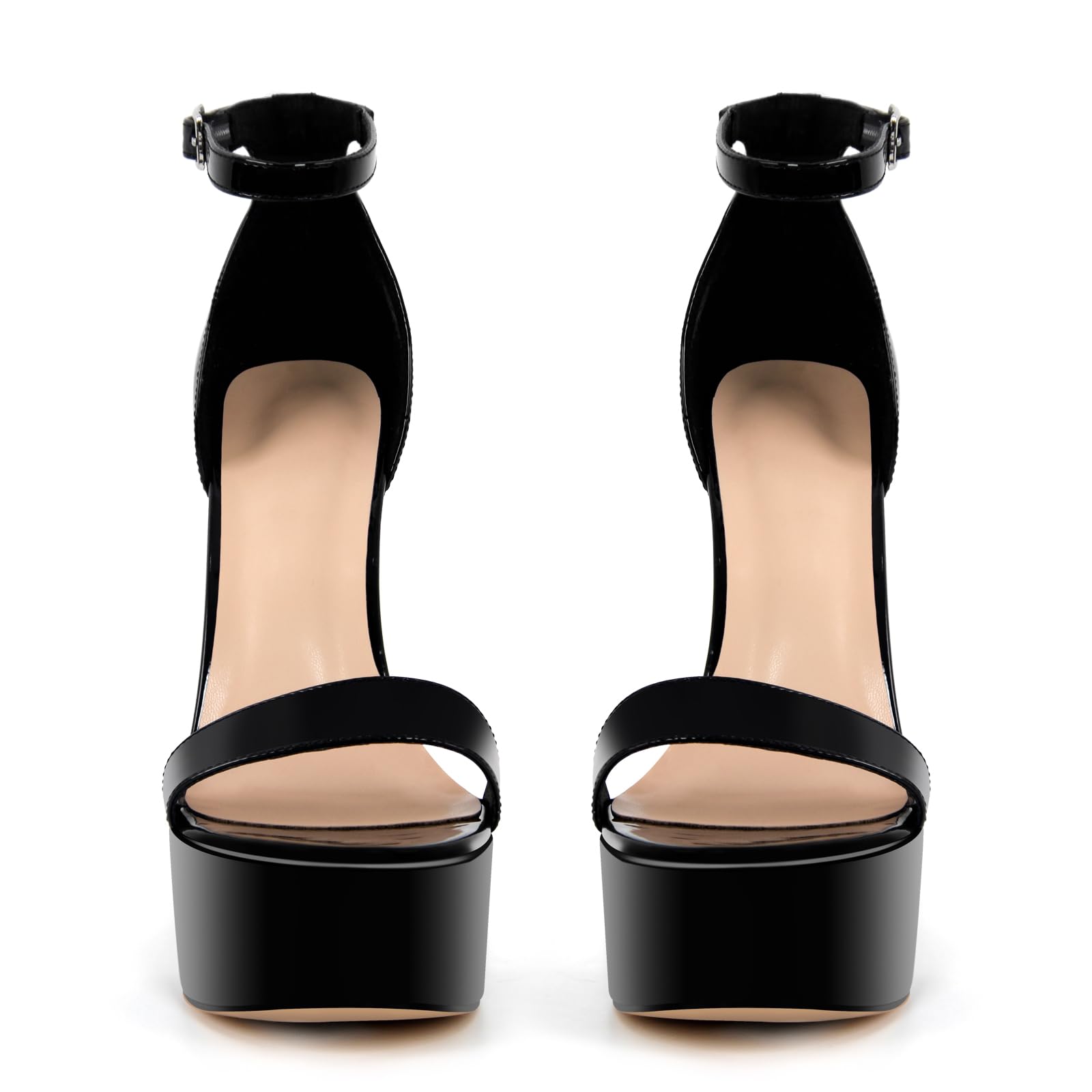 VERISSON Women's Studded Rivets Platform Heels Stiletto High Heel Ankle Strap Heeled Sandals for Women Party Dress Prom Shoes Black