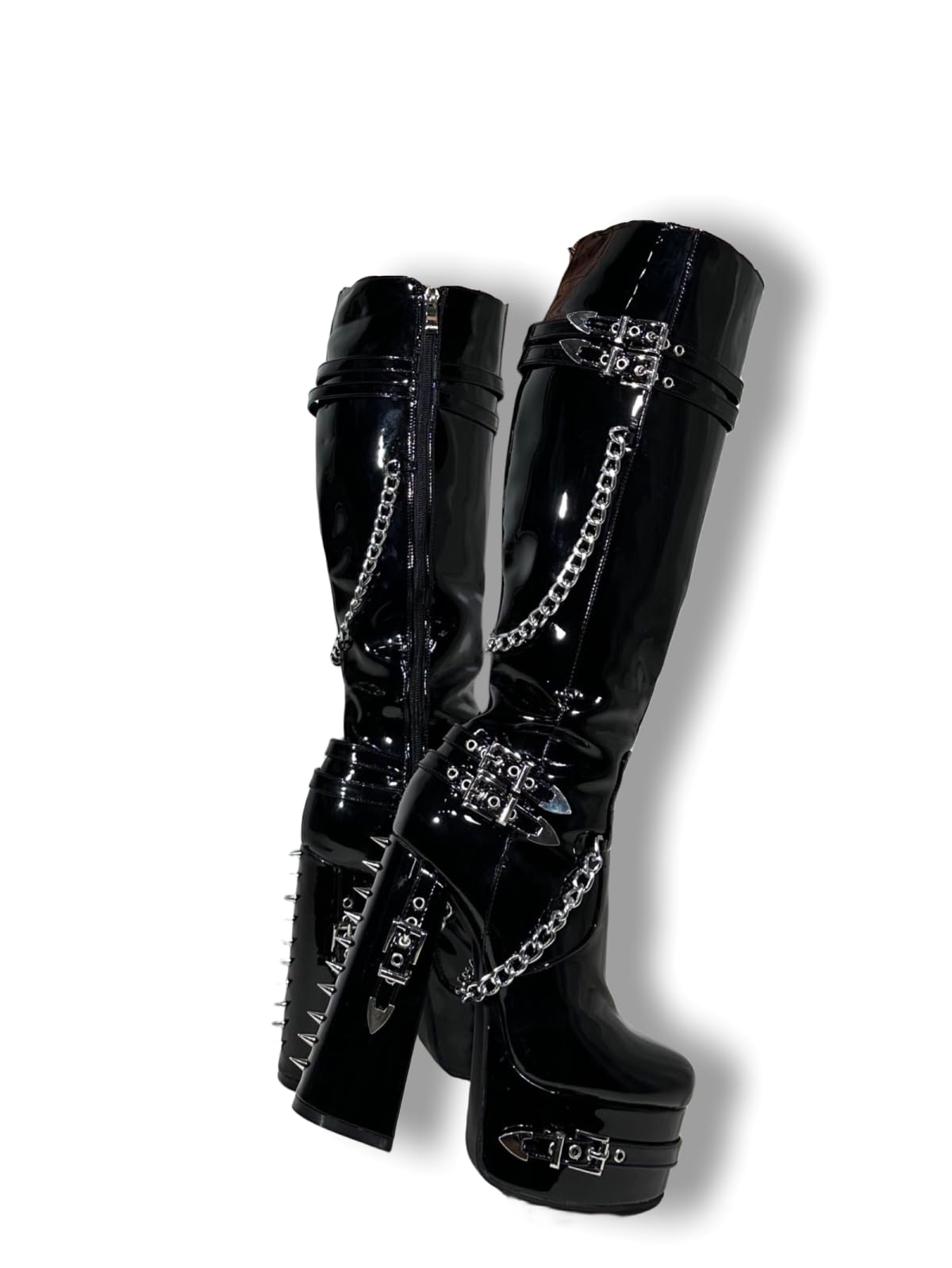 Black Frankie Hsu Goth Sexy Chunky Platform Knee High boots