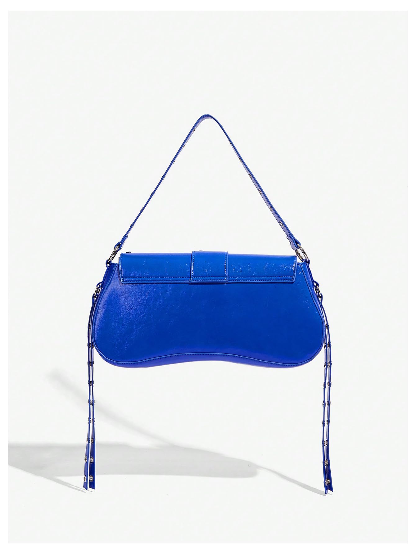 MakeMeChic Women's Shoulder Bags Y2K PU Leather Clutch Small Purse Bags Royal Blue One Size