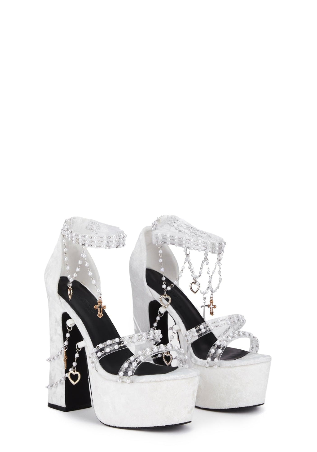White Velvet Revelation Platform Heels