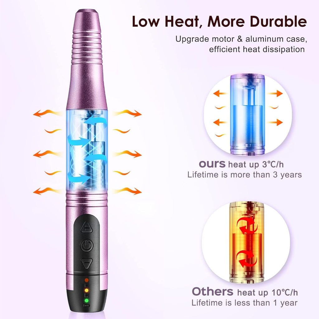 COSLUS Cordless Nail Drill Electric File: Professional for Acrylic Gel Dip Powder Nails Portable Nail Drill Machine Kit for Manicure Pedicure Nail Set with Everything Rechargeable Lightweight