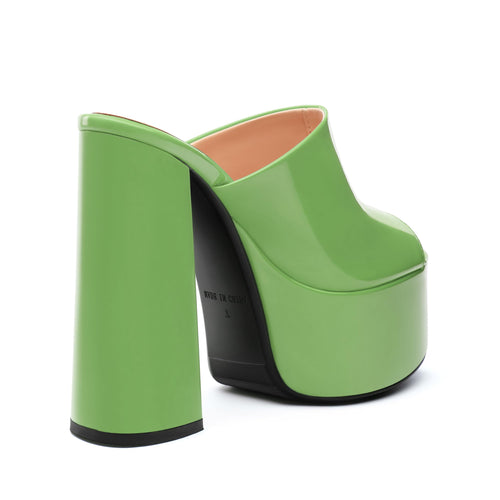 DEMOSHINE Grass Green Women's 6 Inch Platform Heels Slip On Mules Sandals Open Peep Toe Sexy Chunky High Block Heels for Club Party Dressy Shoes