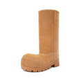 COMJUY Women’s Tall Snow Boots Brown Warm Faux Fur Lined Waterproof Suede Winter Shoes Non Slip Chunky Sole